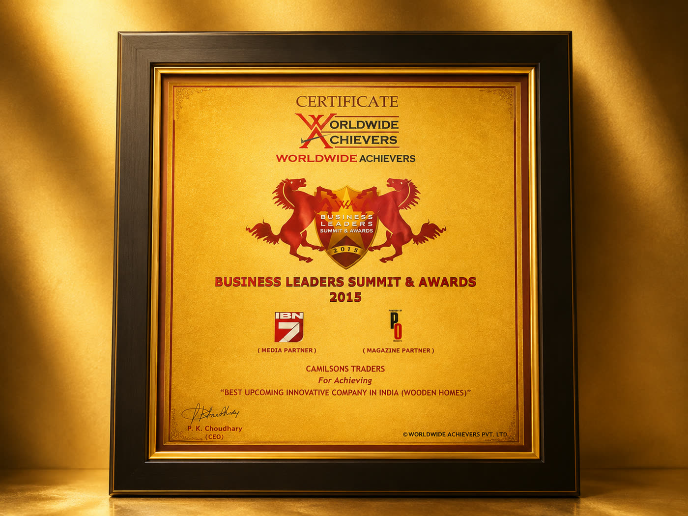 Worldwide Achievers certificate